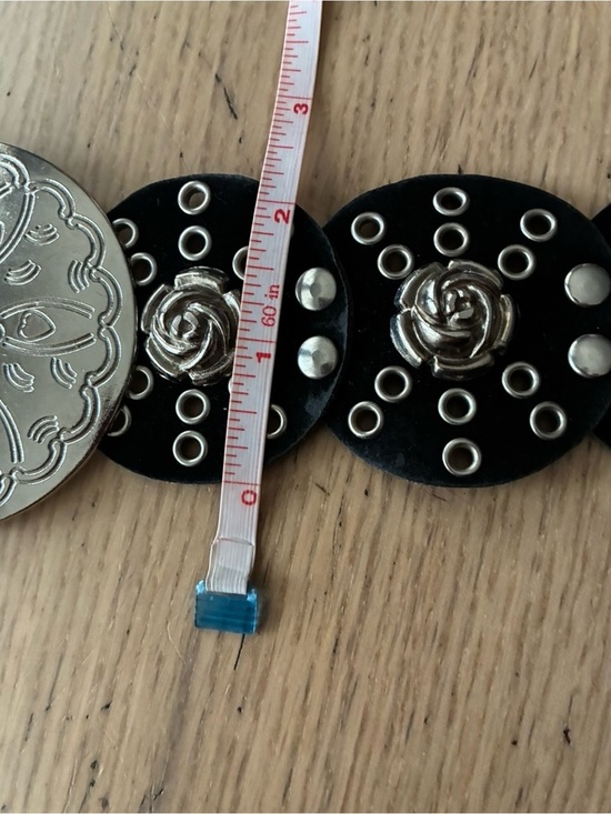 Vintage Wide Faux Leather  Belt with Concho Discs Adjustable Roses Details main image 5